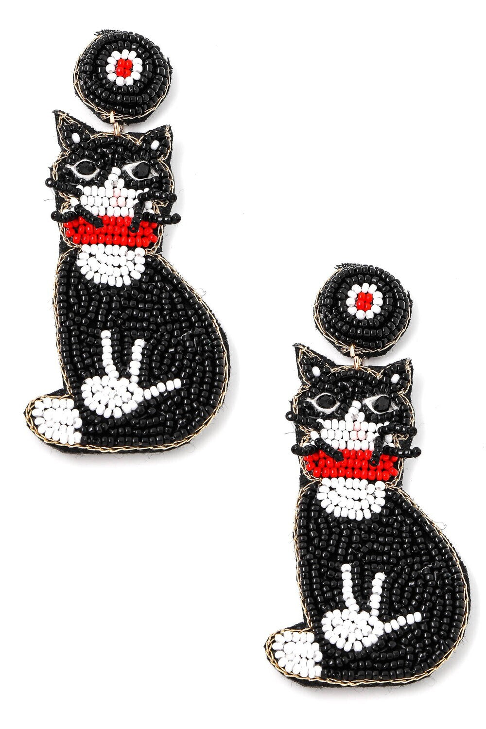 Seed Bead Cat Earrings