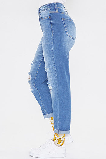Boyfriend Straight Leg Roll Cuff Ankle