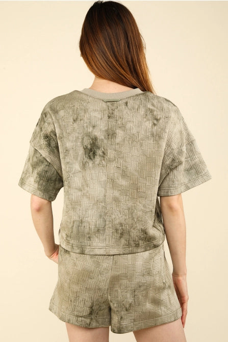 Olive Quilted Knit Short Set