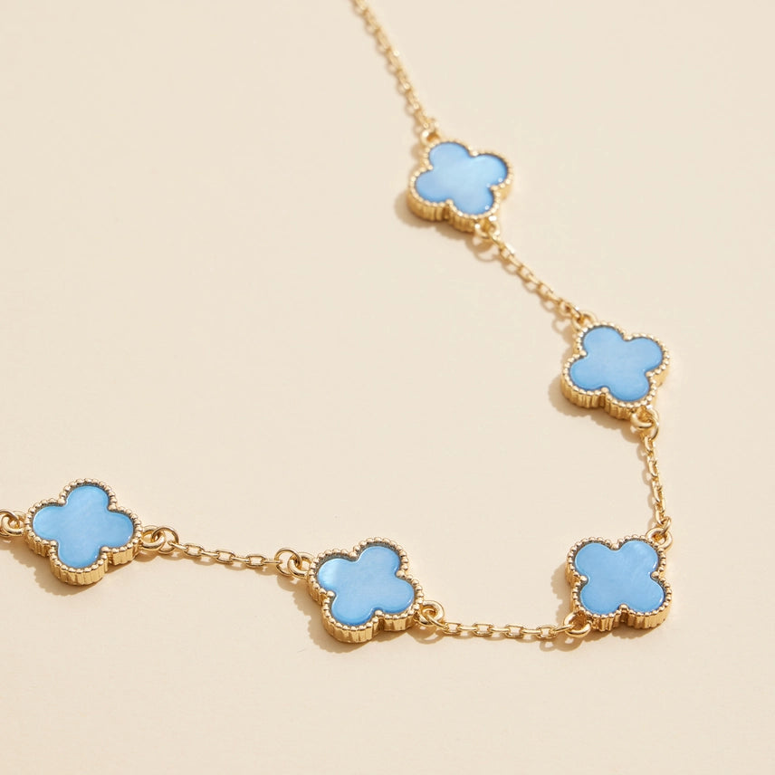 Blue Clover Charm Necklace