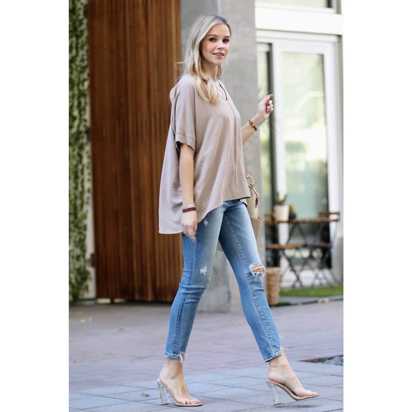 Mocha Dolman Short Sleeve Top
