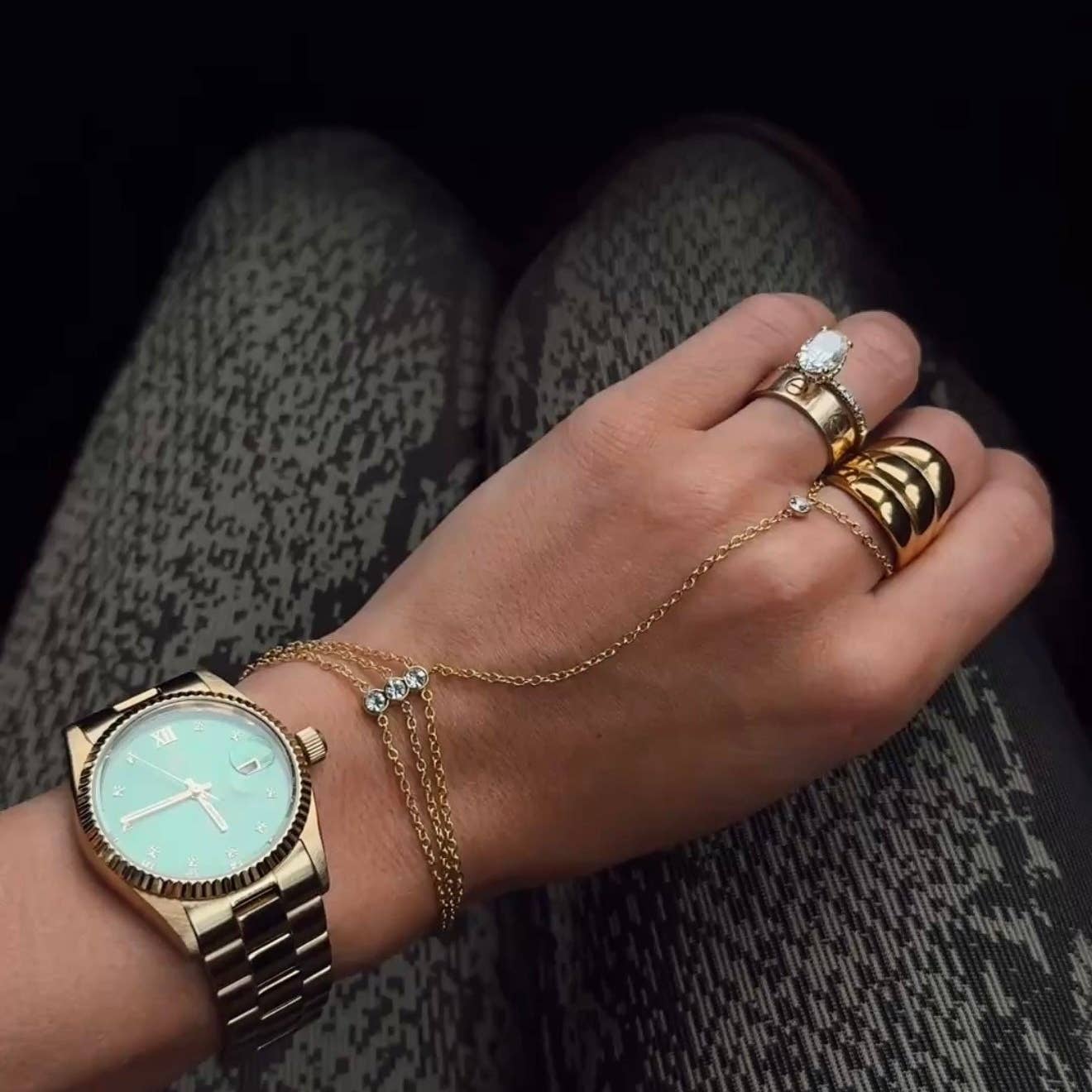 Gold & Rhinestones Hand Chain