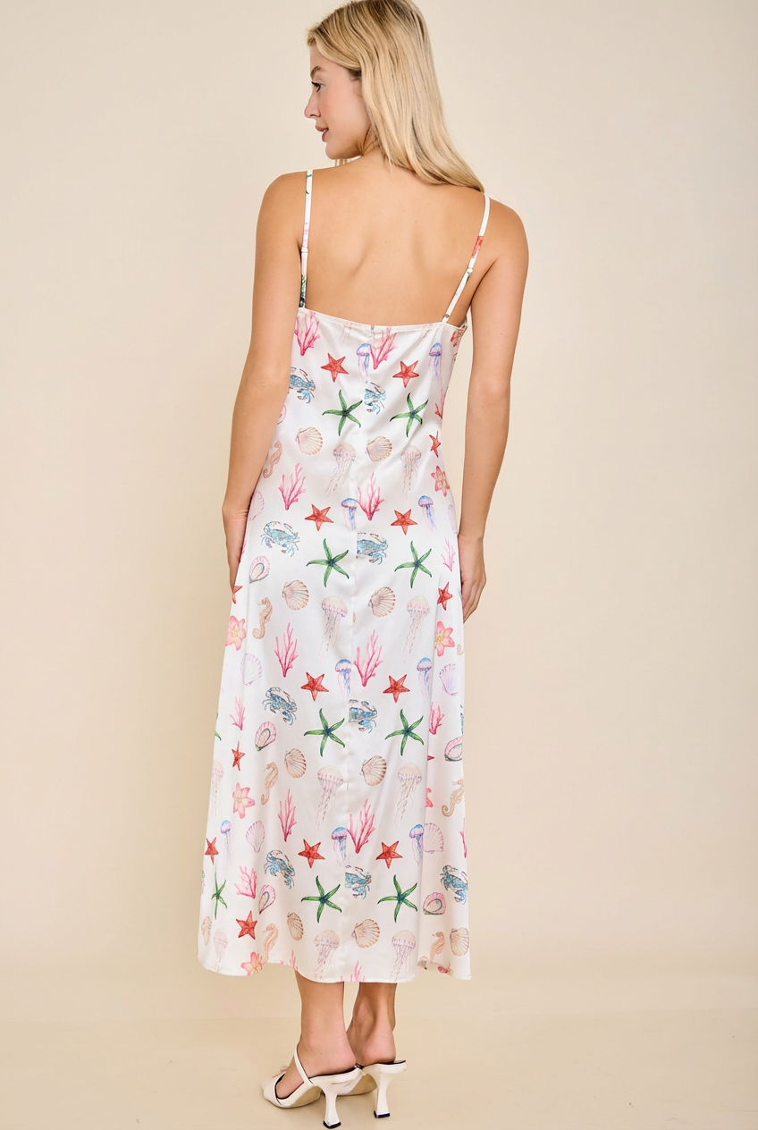 Seashell Coastal Slip Midi Dress