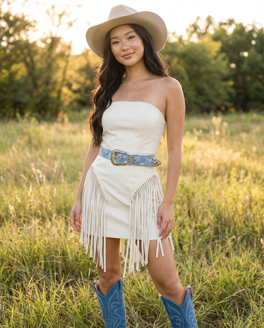 Denim Western Belt