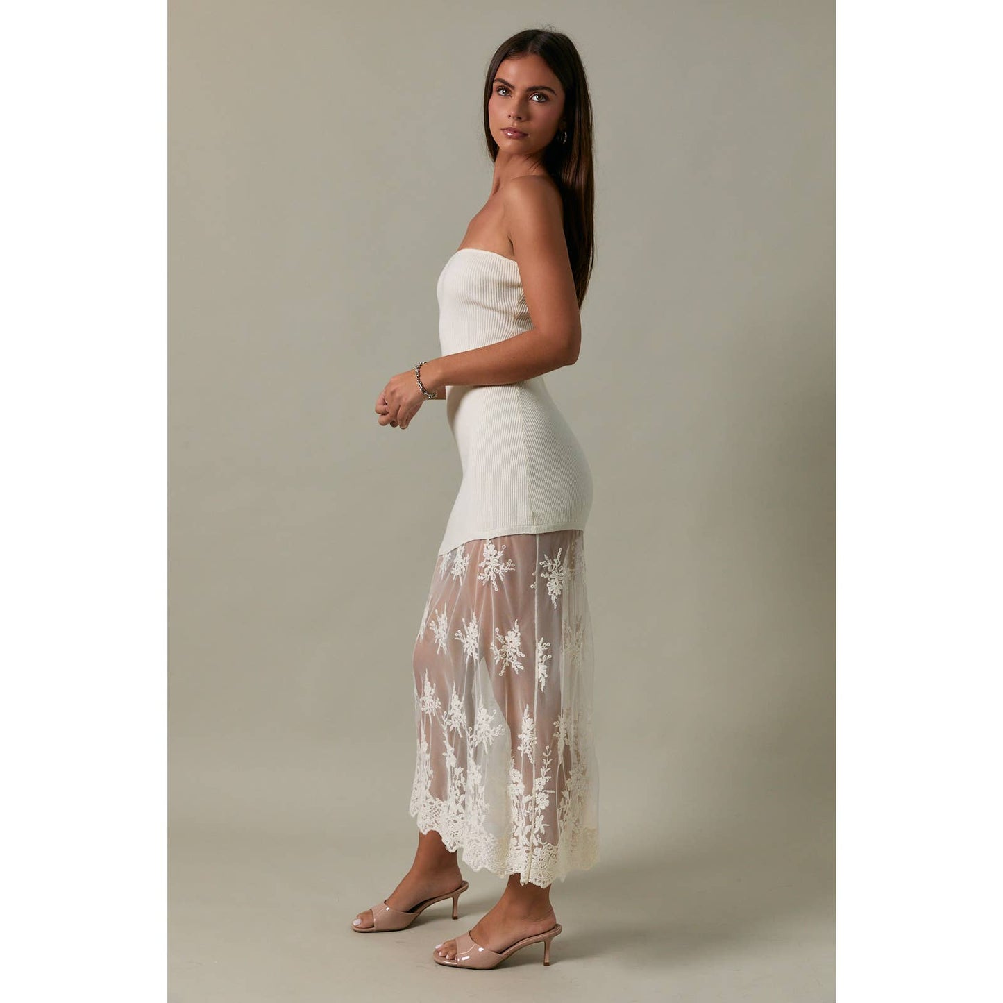 Lace Skirt Sweater Tube Dress