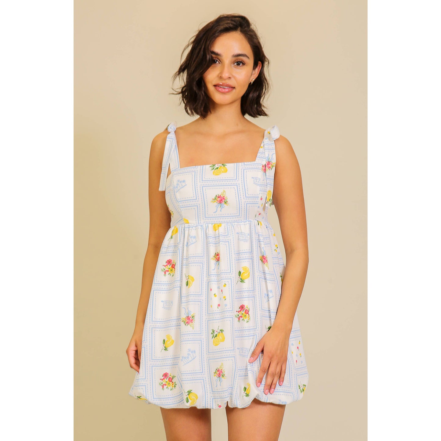 Lemon Shoulder Tie Dress