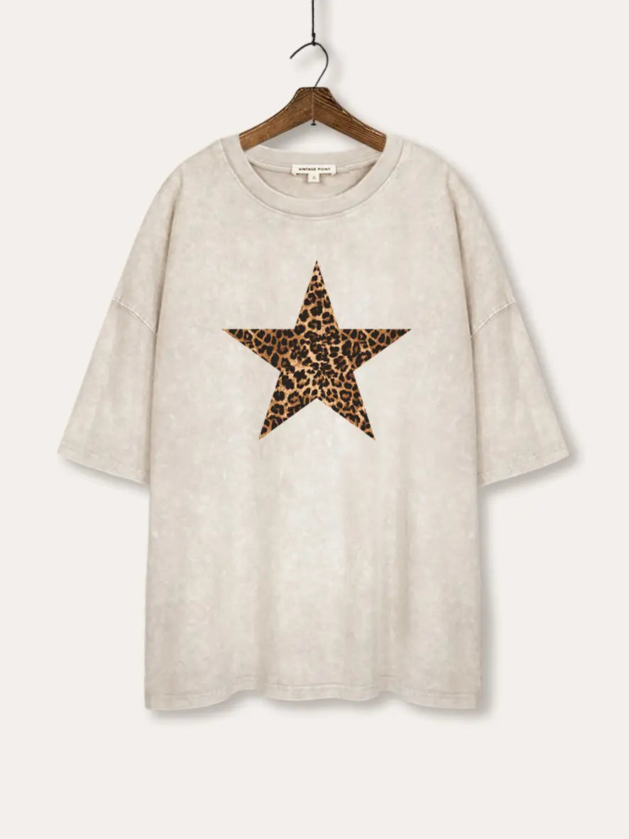Leopard Star Mineral Washed Graphic Tee