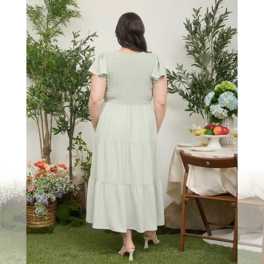 V Neck Smocked Dress