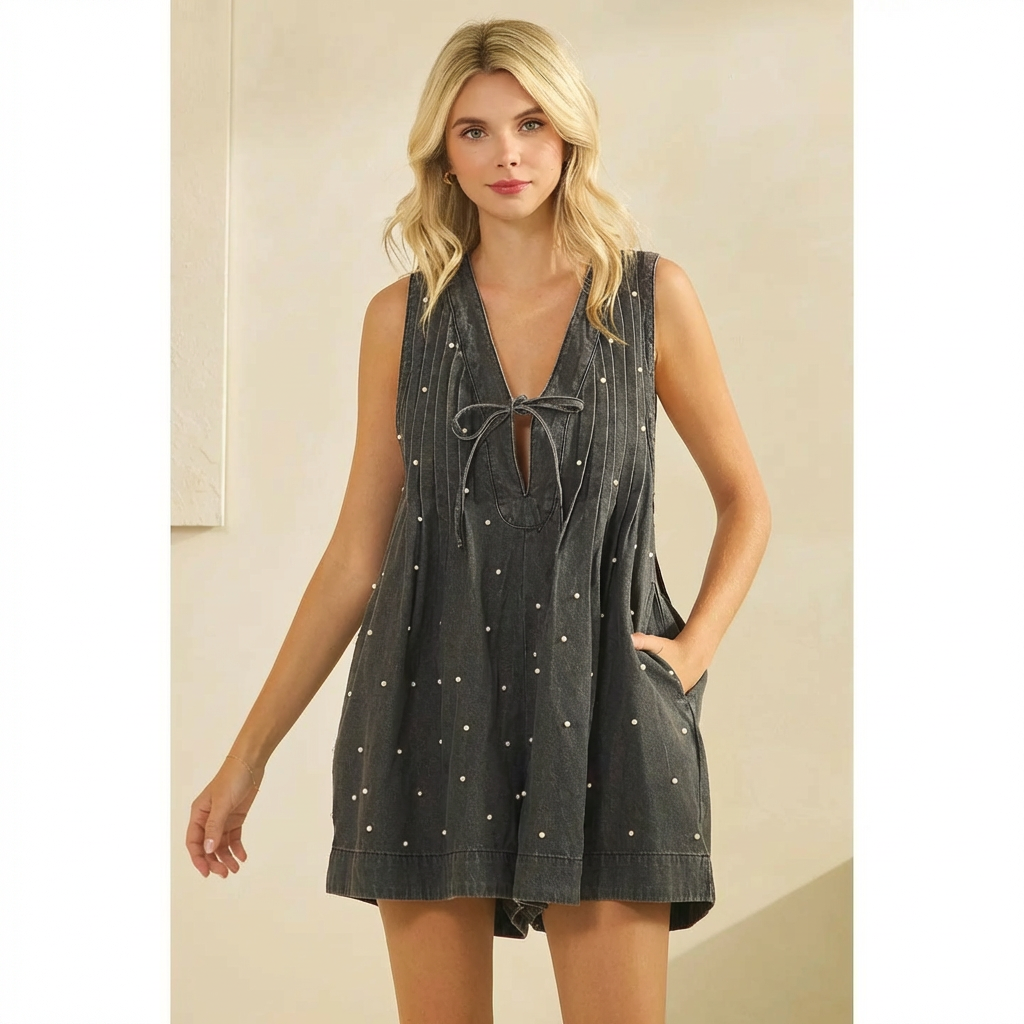 Pearl Denim Romper