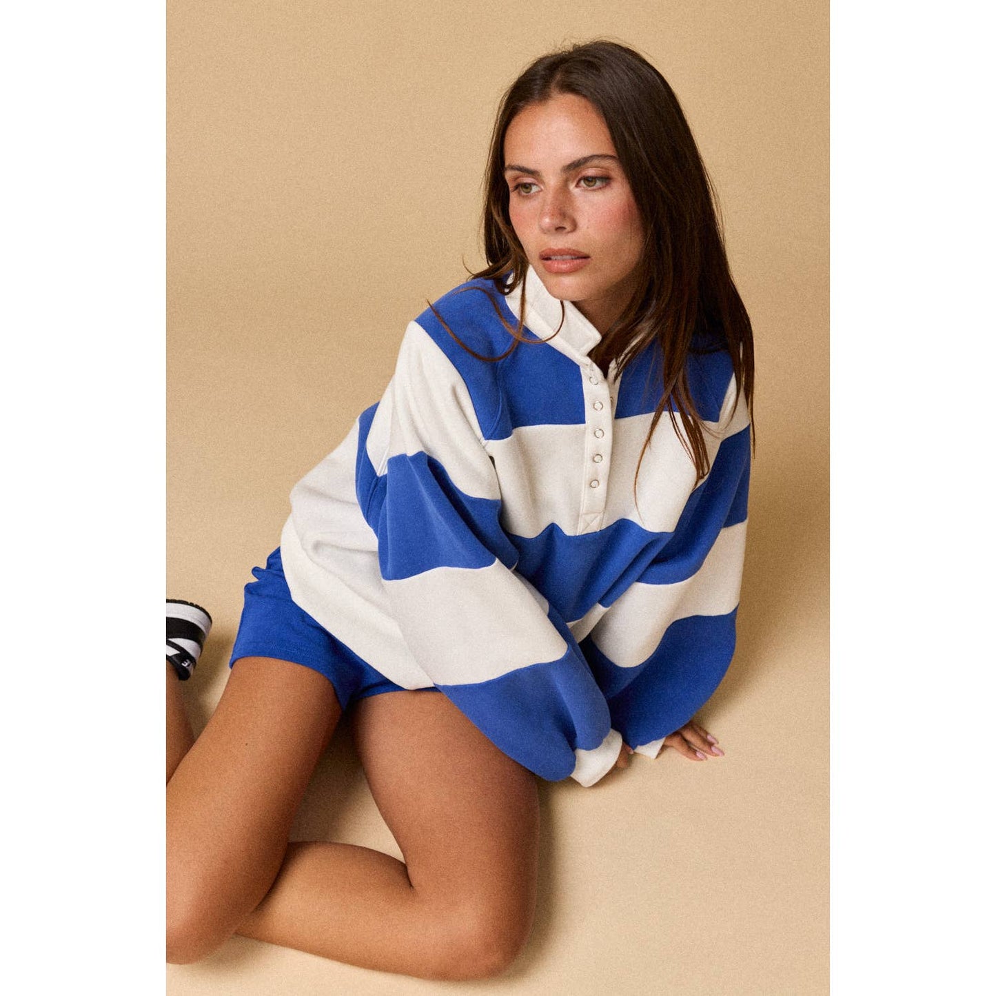 Blue Striped Pullover Sweatshirt
