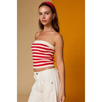 Red Striped Tube Top
