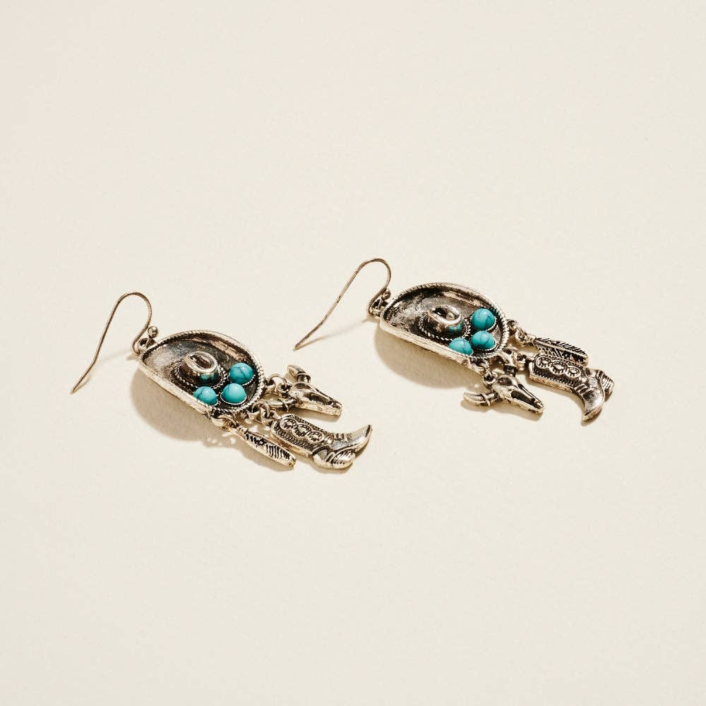 Cowboy Hat Dangle Charm Earrings