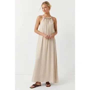 Sand Bead Detail Flowy Maxi Dress