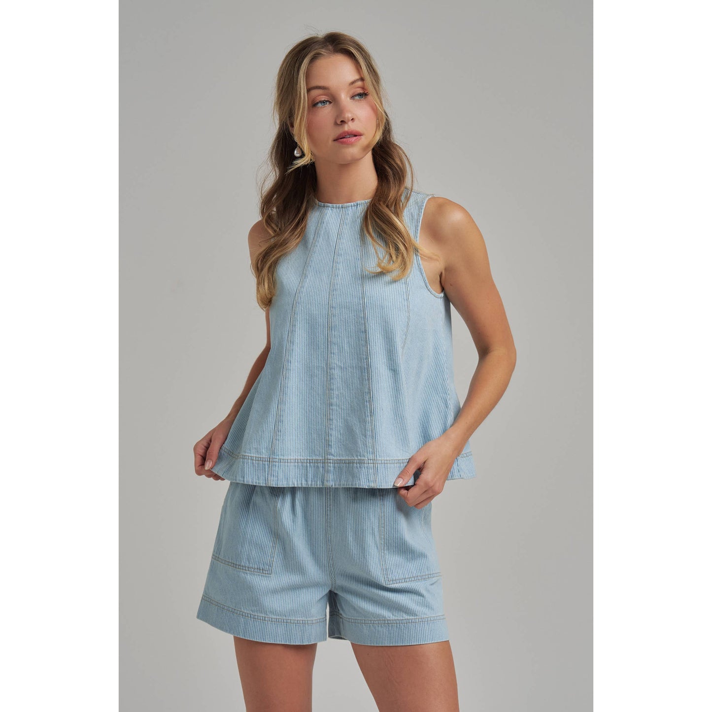 Light Denim Pin Stripe Set