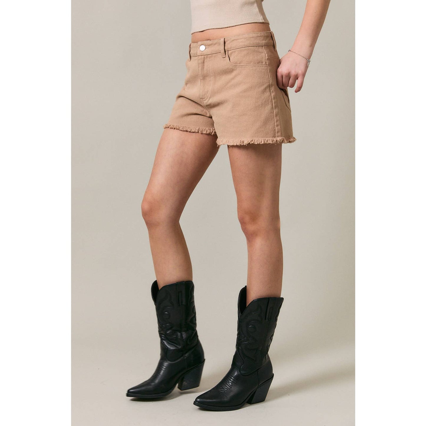 Yee- Haw Tan Twill Shorts