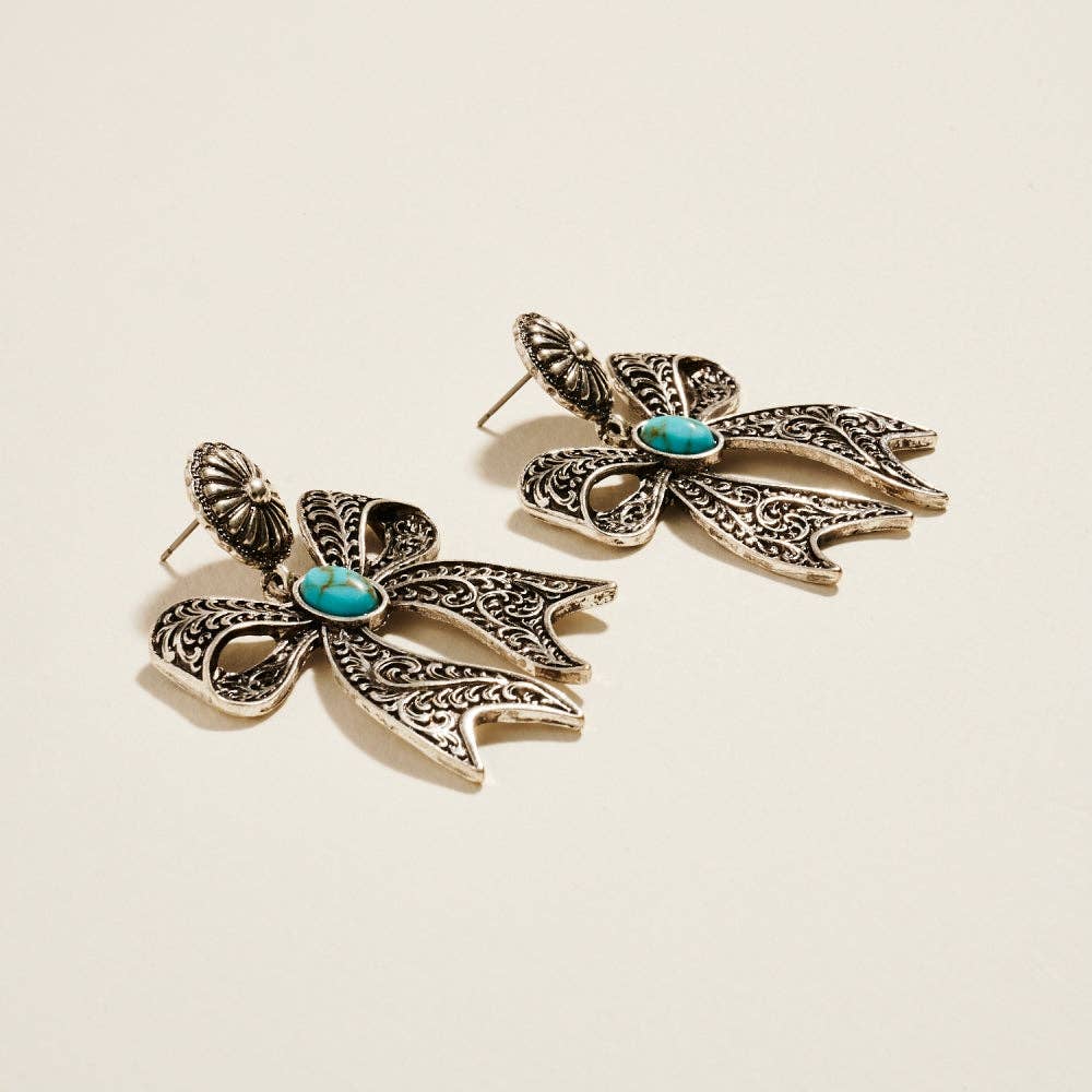 Silver & Turquoise Bow Earrings