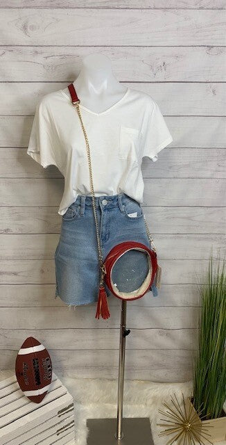 Clear Round Crossbody - red