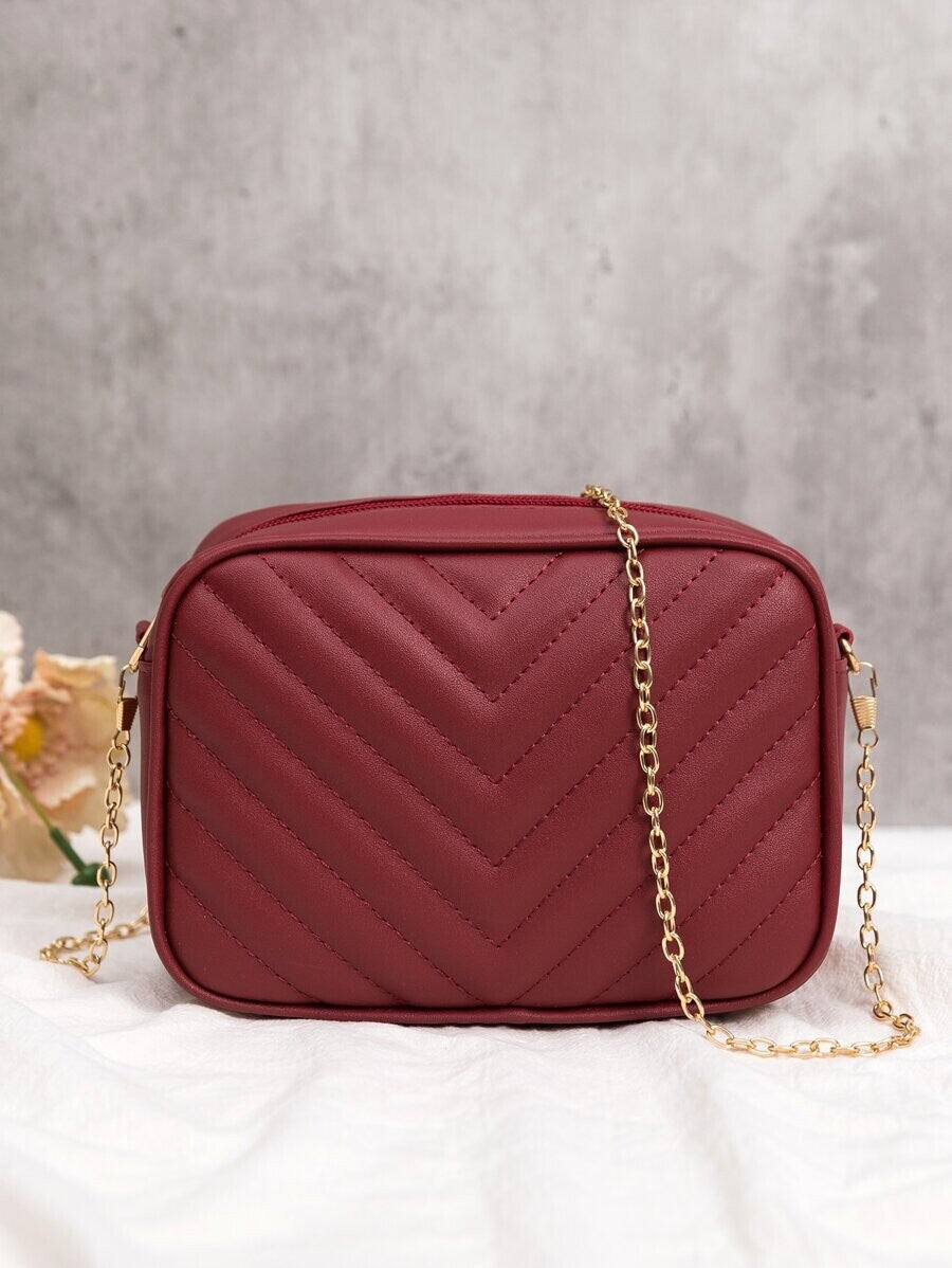 Chevron Crossbody - crimson