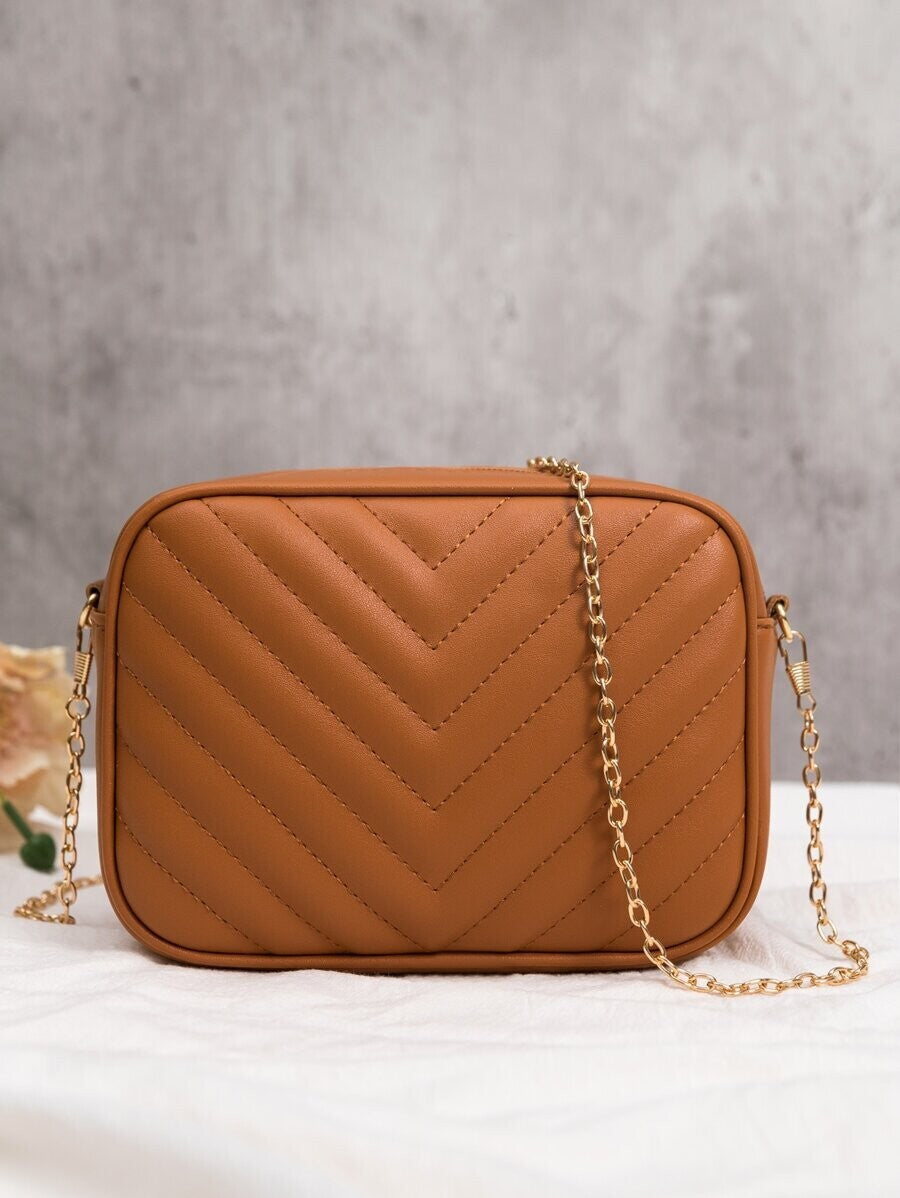 Chevron Crossbody - dark brown
