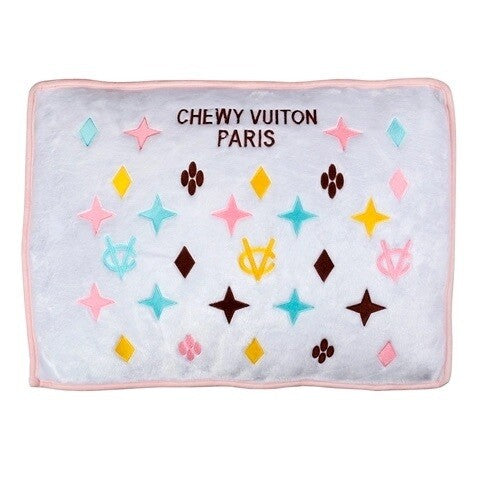 White Chewy Vuiton Pet Bed