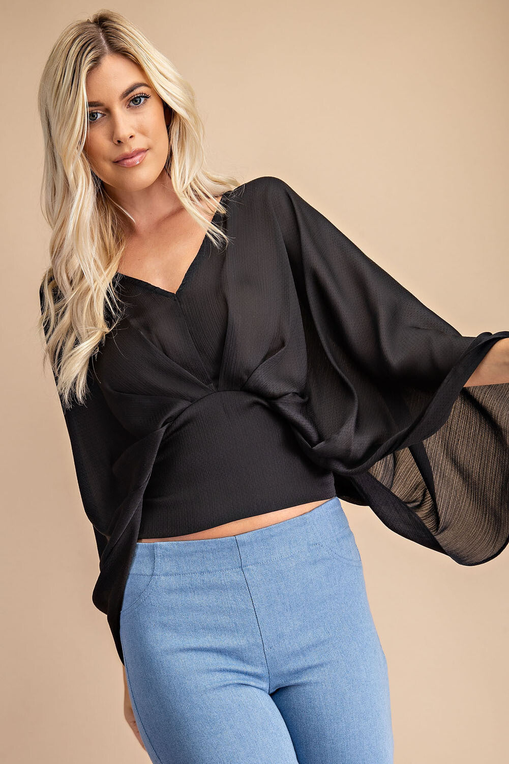 VNeck Kimono Top - black - med