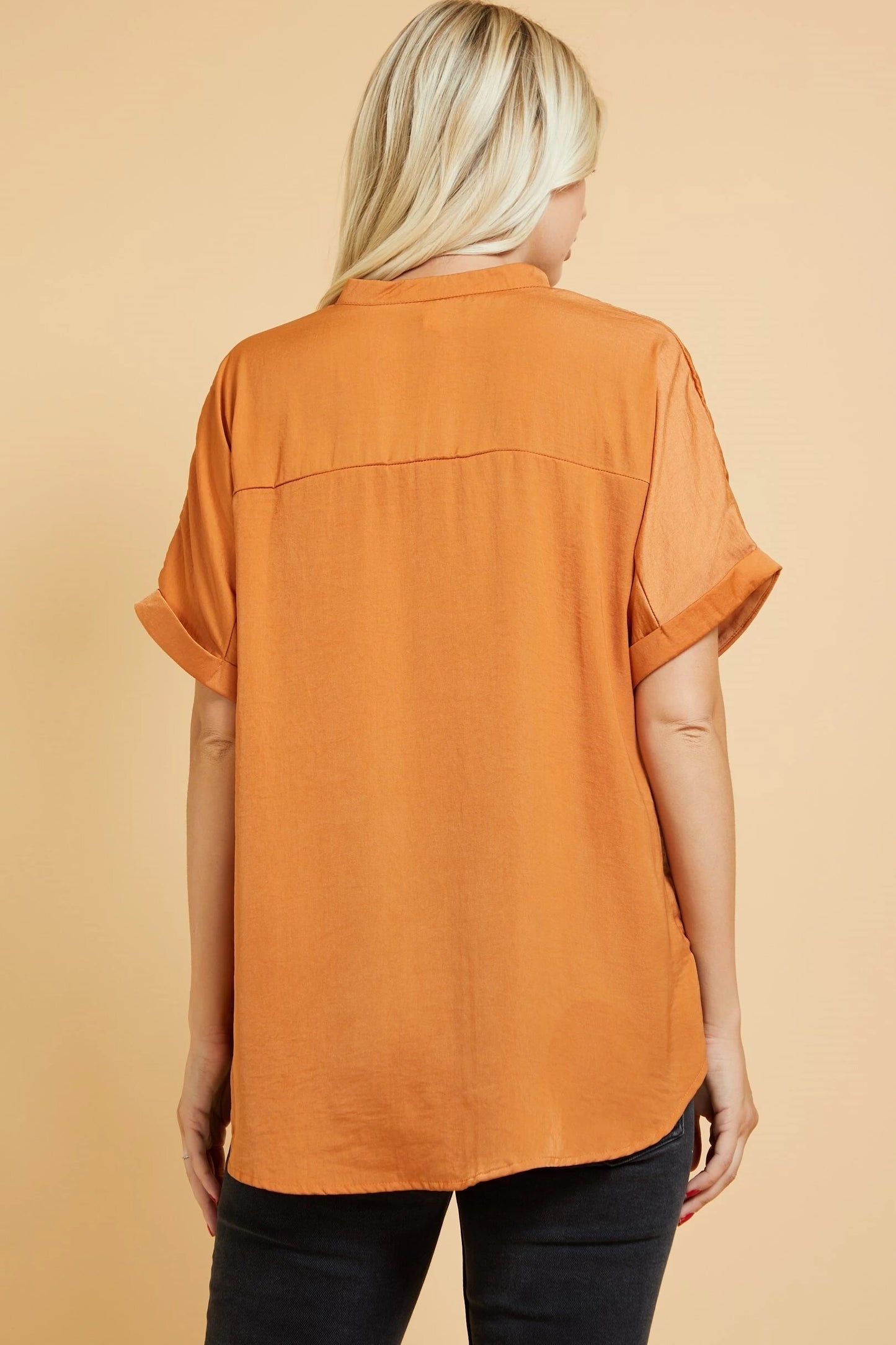 Split Neck Dolma Sleeve Top