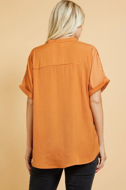 Split Neck Dolma Sleeve Top