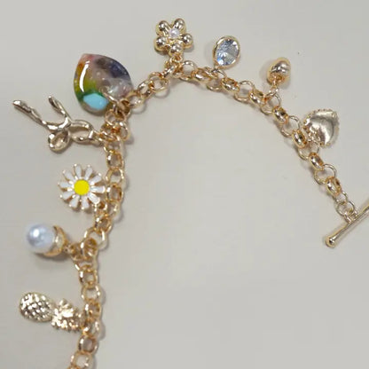 Flower Heart Charm Bracelet