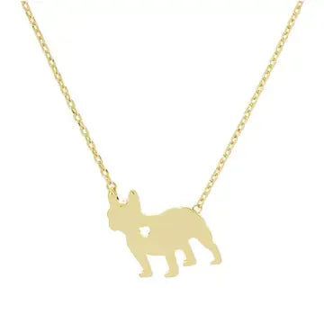 Gold Dipped Brass Dog Necklace - frenchie