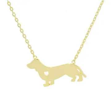 Gold Dipped Brass Dog Necklace - weenie