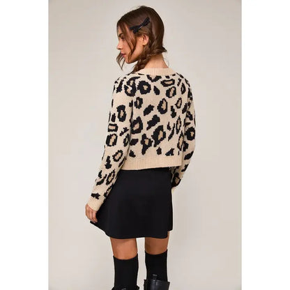 Leopard Ribbon Detail Sweater Cardigan