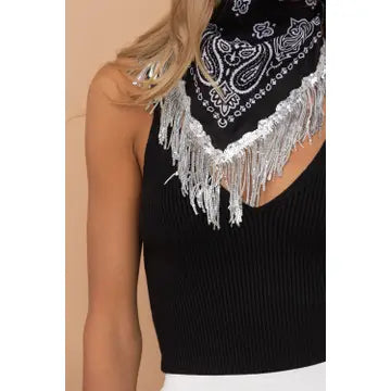Bandanna Scarf W Sequin Fringe