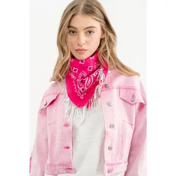 Bandanna Scarf W Sequin Fringe