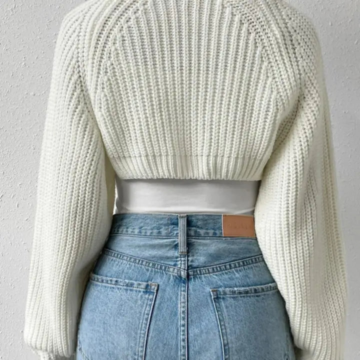 Cropped White Cardigan