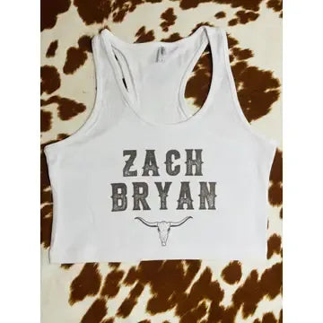 White Cropped Tank Top - zach bryan