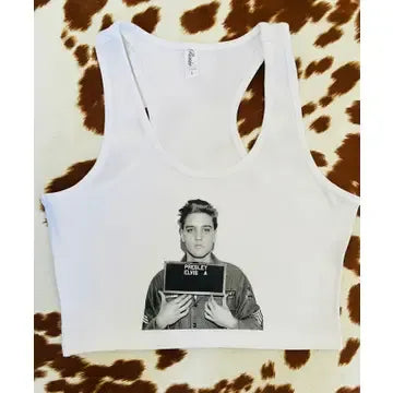 White Cropped Tank Top - elvis