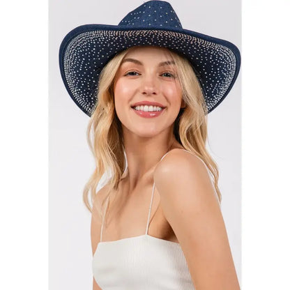 Denim Studded Rhinestone Cowboy Hat
