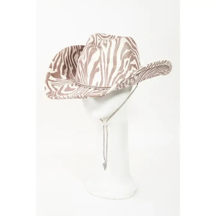Tan Zebra Print Cowboy Hat