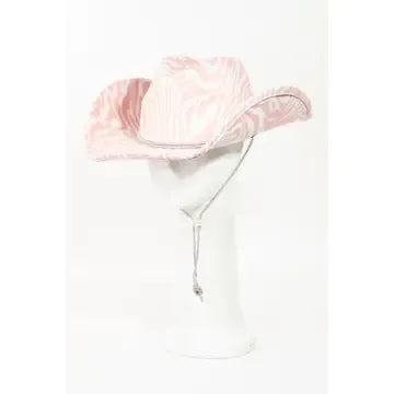 Pink Zebra Print Cowboy Hat