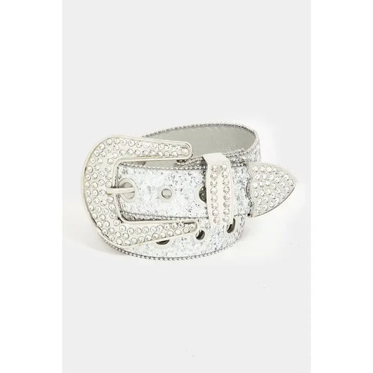 Silver Rhinestone Studded Belt