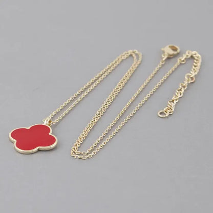 Clover Pendant Chain - red