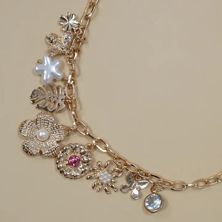 Flower Charm Gold Necklace