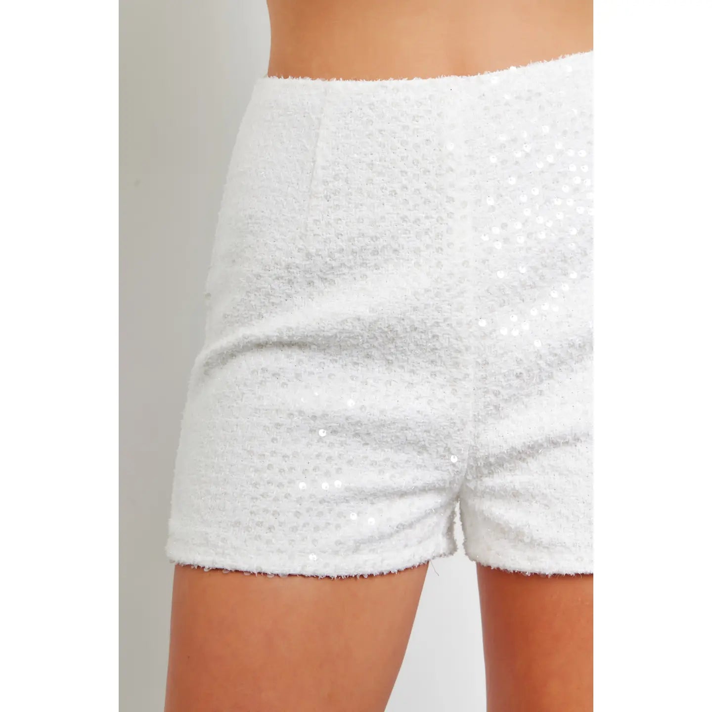 White Tweed Sequin Shorts