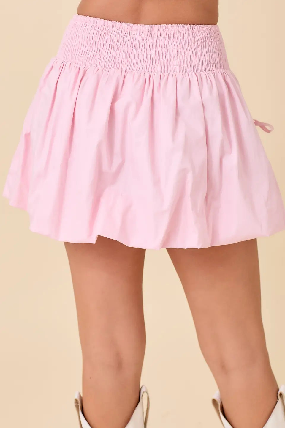 Pink Bubble Skort With Bow Tie Pockets