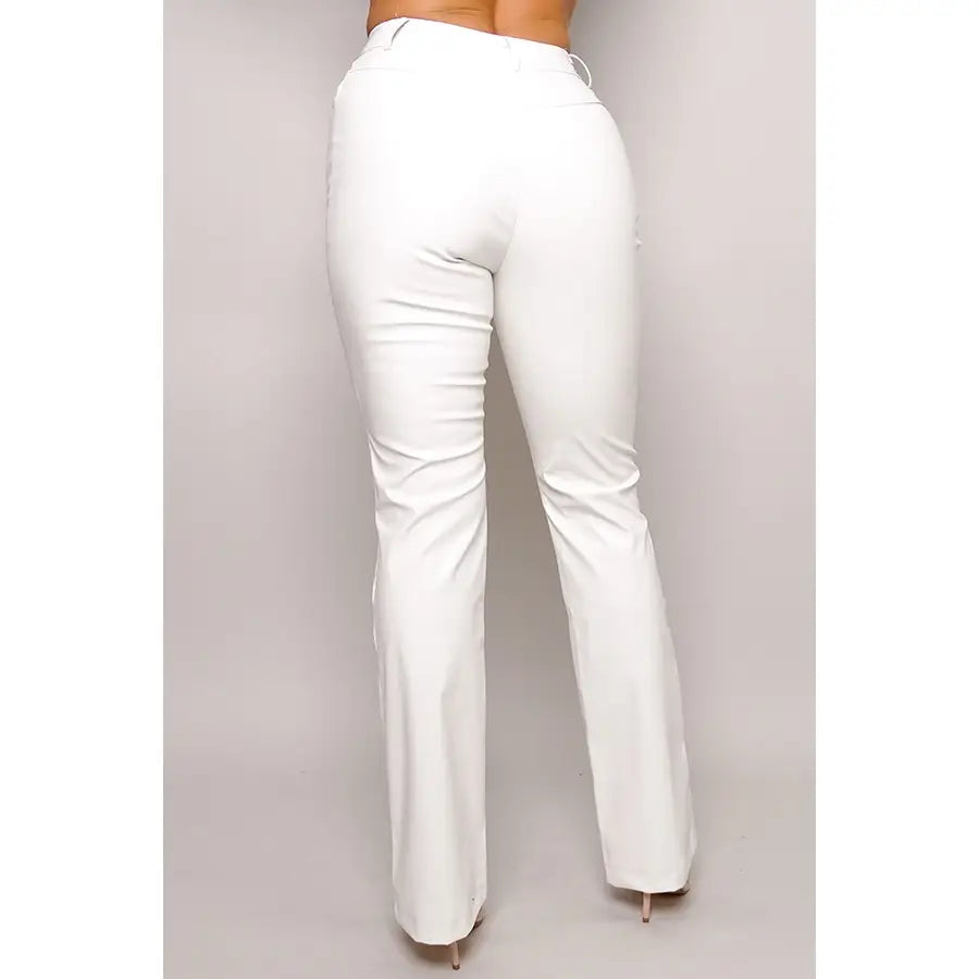 White Front Lace Faux Leather Pants