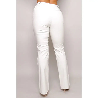 White Front Lace Faux Leather Pants