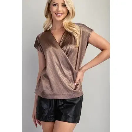 Mocha Sleeveless V Neck Top