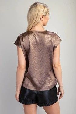 Mocha Sleeveless V Neck Top
