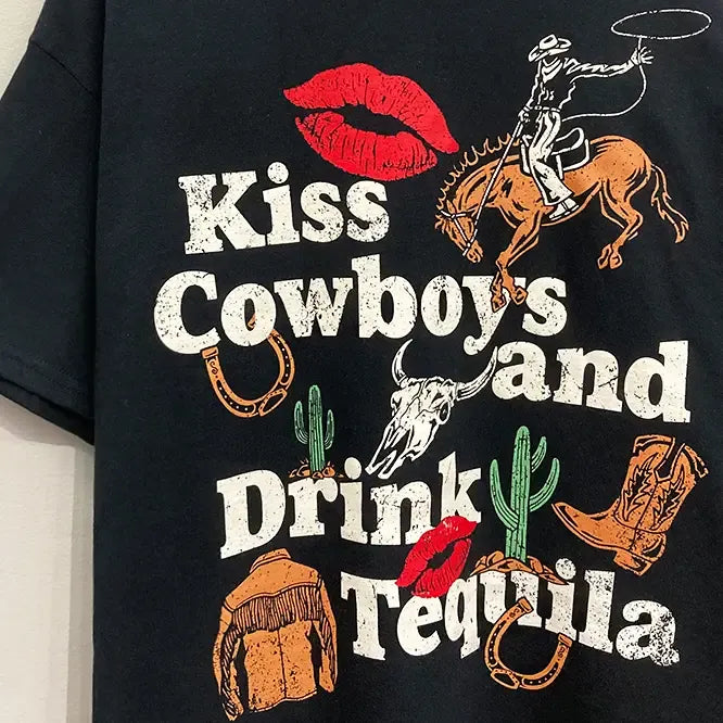 Kiss Cowboys & Drink Tequila Graphic Tee