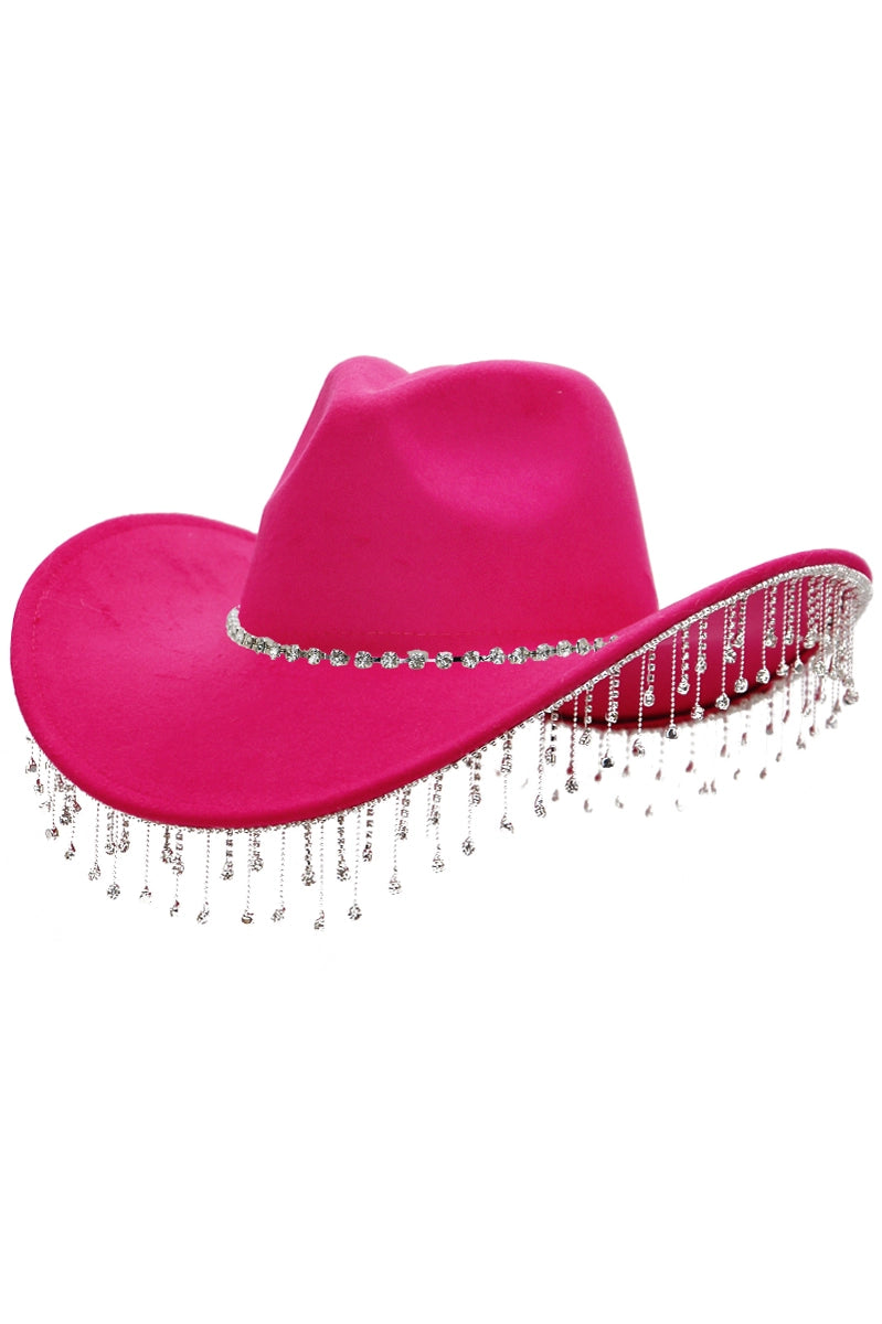 Cowgirl Hat W/ Rhinestone Chain